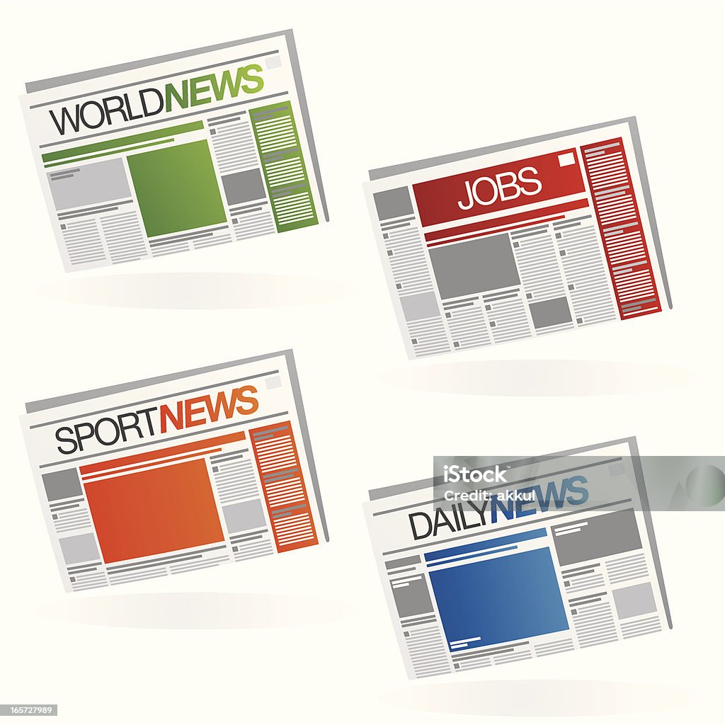 Zeitung-set-Grau - Lizenzfrei Computerausdruck Vektorgrafik