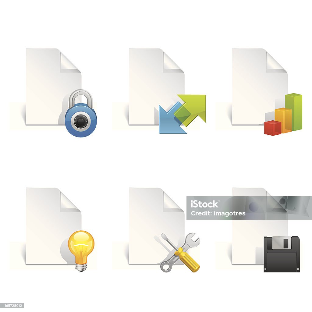Set di icone di file di documento - arte vettoriale royalty-free di Attrezzi da lavoro