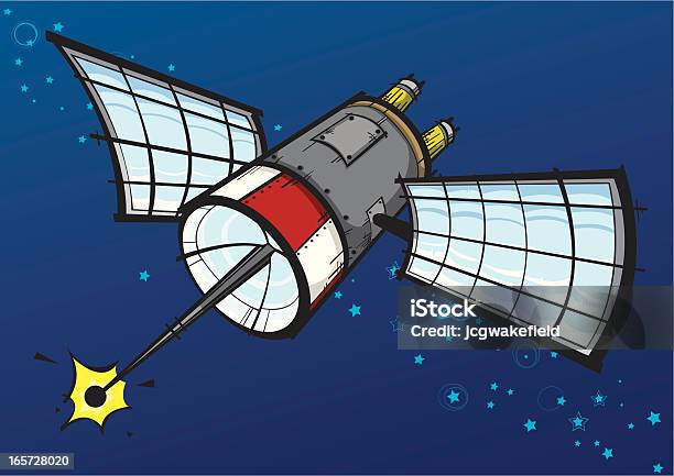 Satélite - Arte vetorial de stock e mais imagens de Antena Parabólica - Antena Parabólica, Banda desenhada - Produto Artístico, Campo de estrelas