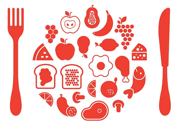 Vector illustration of Food silhouettes