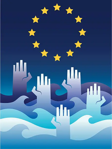 Vector illustration of Hands and stars