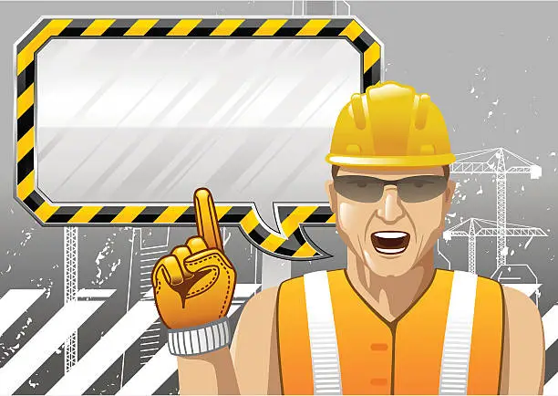 Vector illustration of Construction worker giving instruction