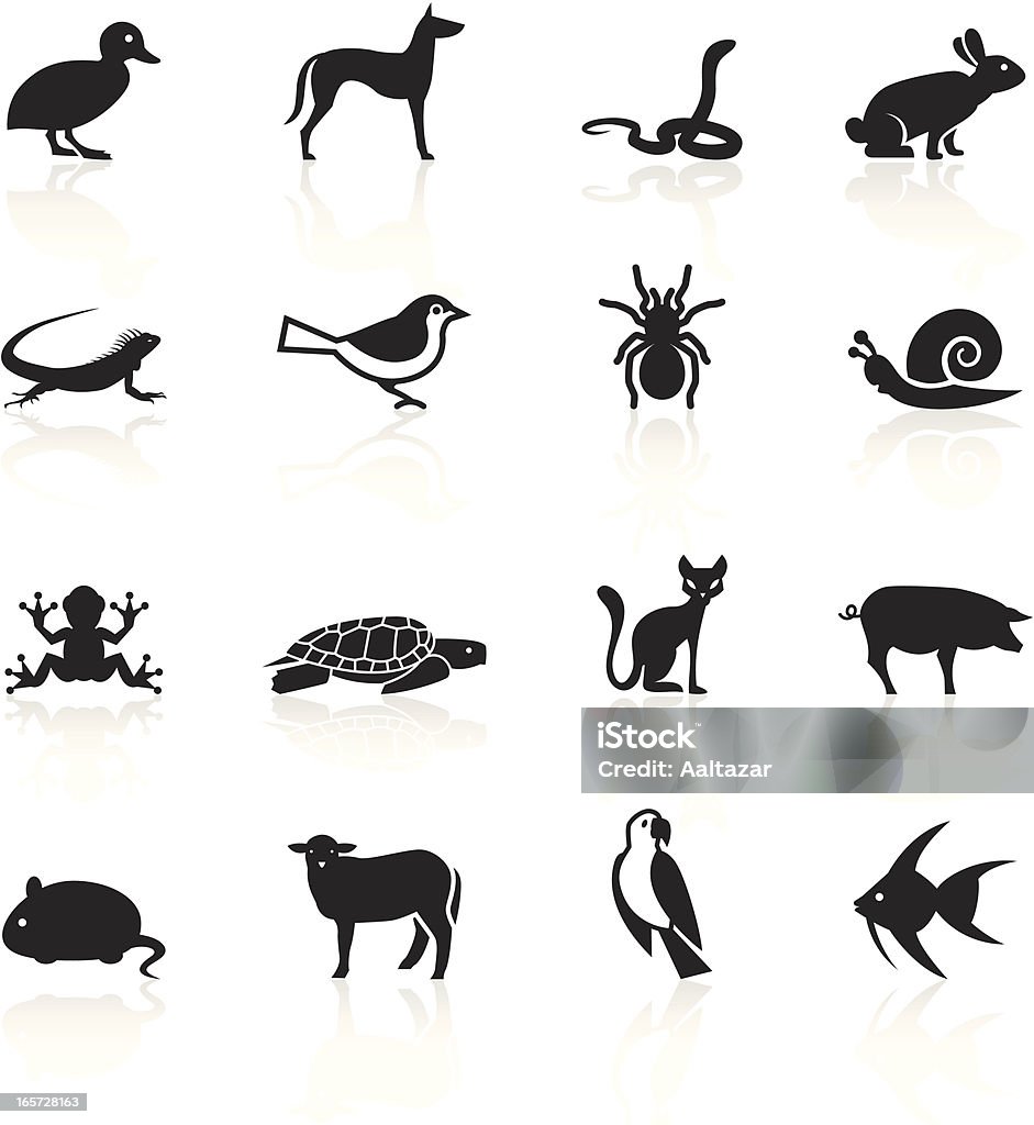 Negro, símbolos y las mascotas - arte vectorial de Caracol libre de derechos