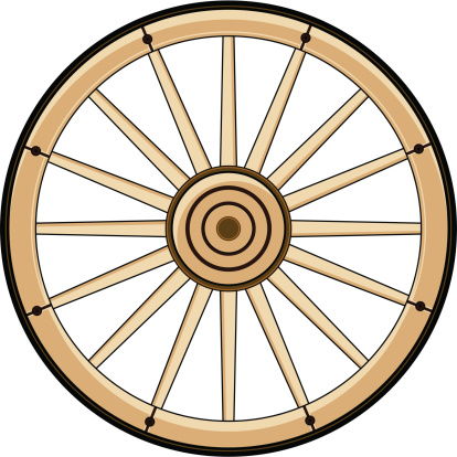 Vector Illustration of a Wild West Cowboys Chuck Wagon Wheel.
