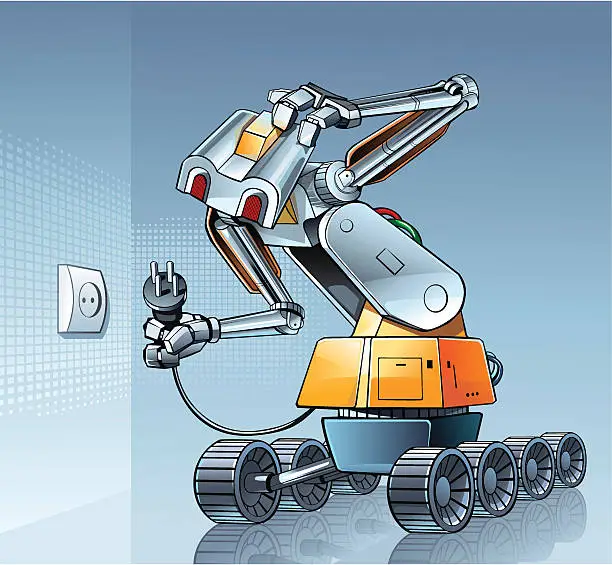 Vector illustration of Robot and incompatibility junction.