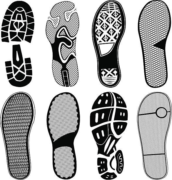 buty traces - shoe print stock illustrations
