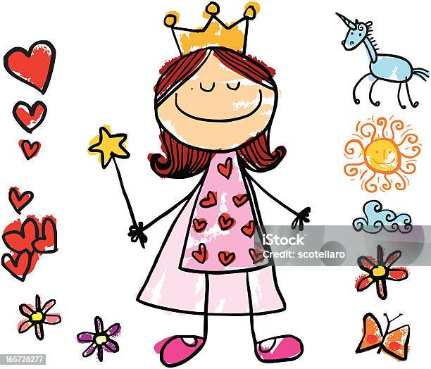 Princess Girl Stock Illustration - Download Image Now - Child, Princess, Drawing - Activity