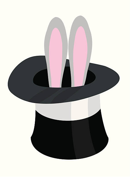 Magic Rabbit Ears Rabbit ears stick out of a magician's hat. rabbit hat stock illustrations