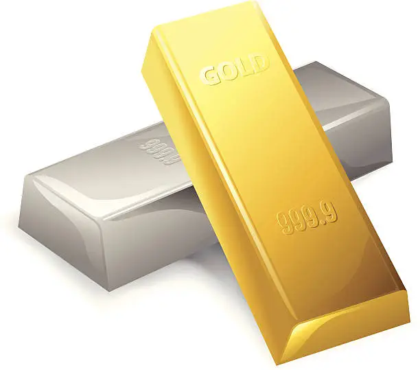 Vector illustration of Gold & Silver Bar