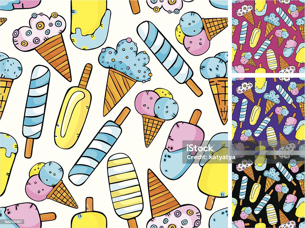 Pattern of ice-creams Vector seamless pattern of colored ice-creams Ice stock vector