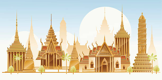 таиланд традиционной архитектурой - thailand stock illustrations