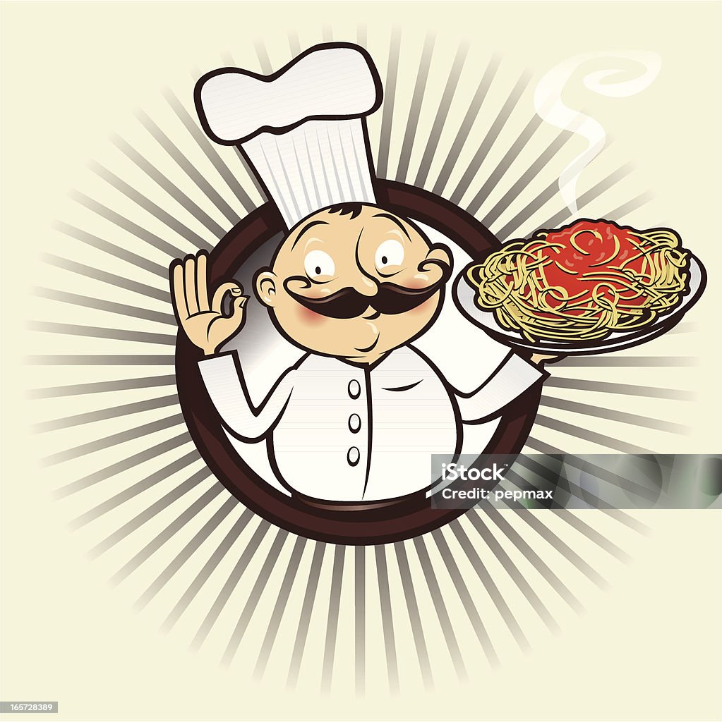Chef menú spaghetti - arte vectorial de Italia libre de derechos
