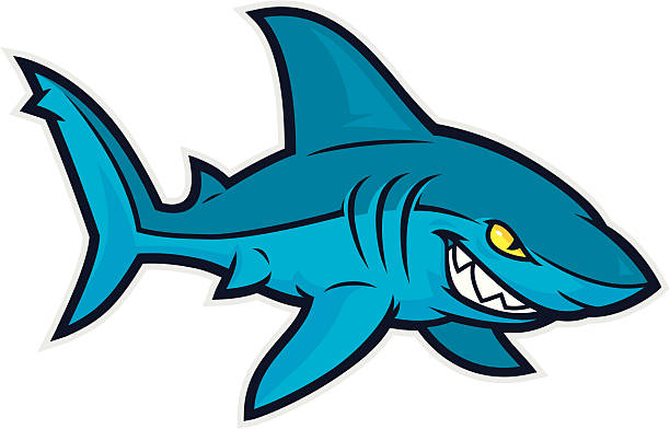 stockillustraties, clipart, cartoons en iconen met sleek shark mascot - toy shark