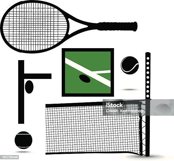 Equipamento Desportivo De Ténis Raquete Bola Net E Chamada Da Linha - Arte vetorial de stock e mais imagens de Atividade Recreativa