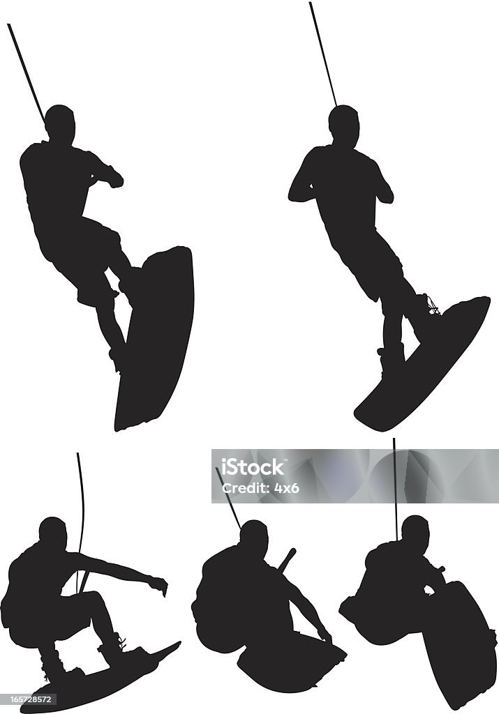 Mężczyźni wakeboarding - Grafika wektorowa royalty-free (Wakeboarding)