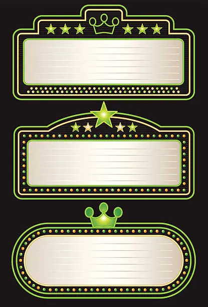 Vector illustration of Green Yellow Neon Theater Marquees