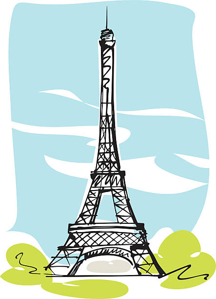 Eiffel Tower, Paris Drawing of the Eiffel Tower eiffel tower paris illustrations stock illustrations