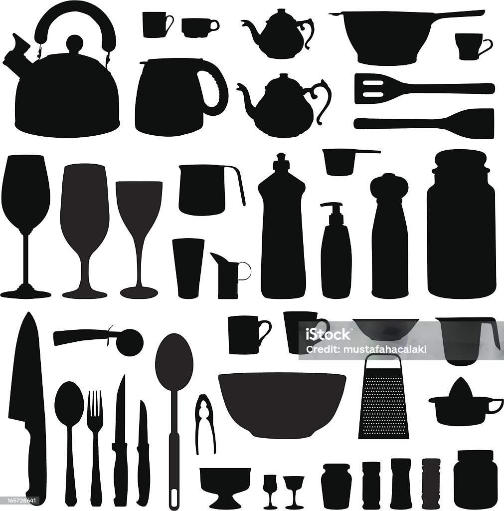 set di modelli di attrezzature da cucina - arte vettoriale royalty-free di Cucinare