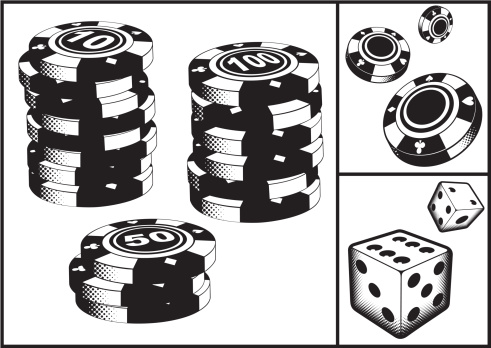 Black and white chips and dice.