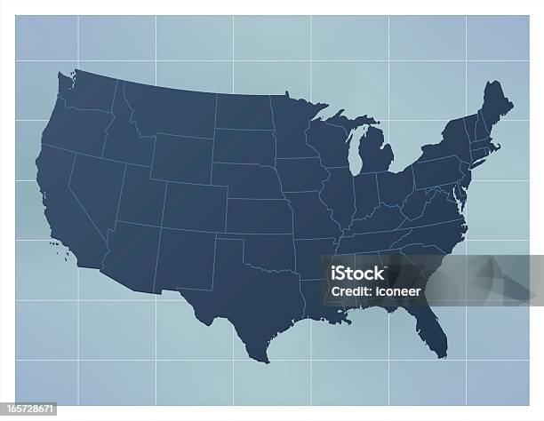 Vetores de Estados Unidos Mapa Azulescuro e mais imagens de América do Norte - América do Norte, Arkansas, Azul