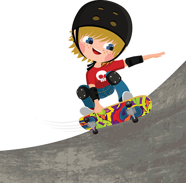 ilustrações, clipart, desenhos animados e ícones de skatista, menino, ilustração vetorial skate diversão - adolescence backgrounds child youth culture