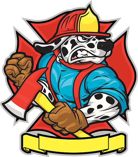 ilustraciones, imágenes clip art, dibujos animados e iconos de stock de perro de bombero - perro bombero