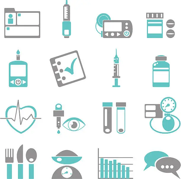 Vector illustration of Diabetes Treatment Icons