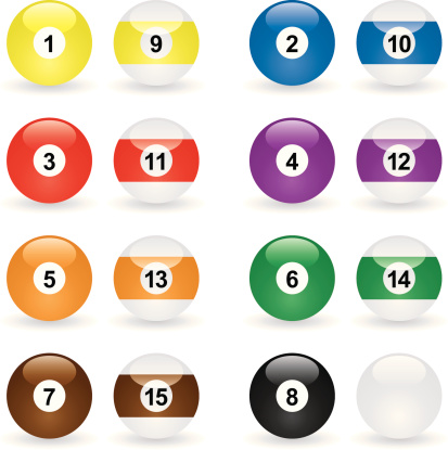glassy icon set of billiard balls