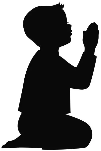 Vector illustration of Little Boy Praying