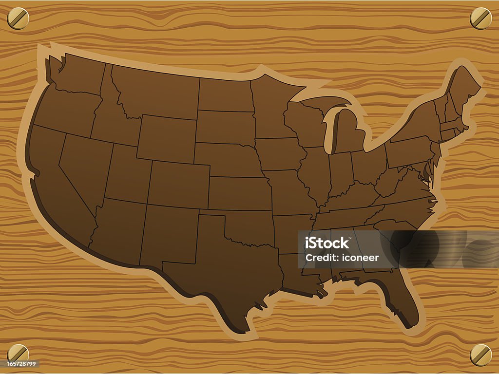 Stati Uniti mappa in stile in legno - arte vettoriale royalty-free di Carta geografica