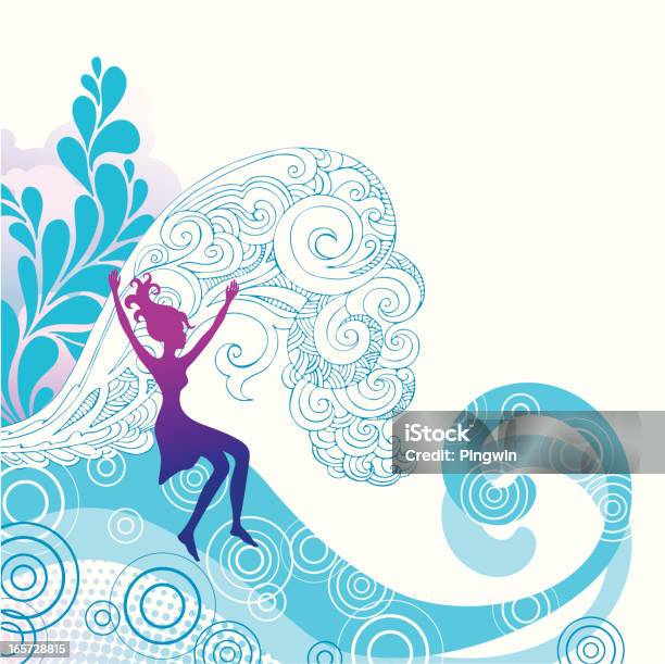 Girl On The Wave Stock Illustration - Download Image Now - Flowing, Water, Water Slide