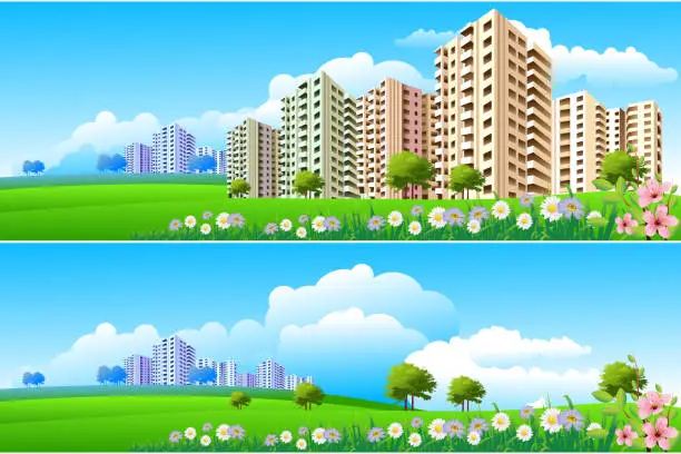 Vector illustration of Apartments/Skyline