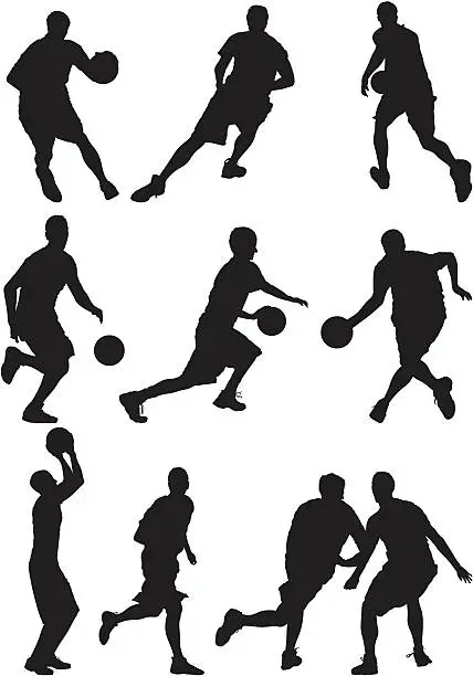 Vector illustration of Basketball players in action