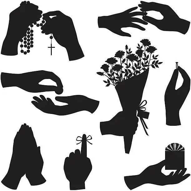 Vector illustration of Hand silhouettes