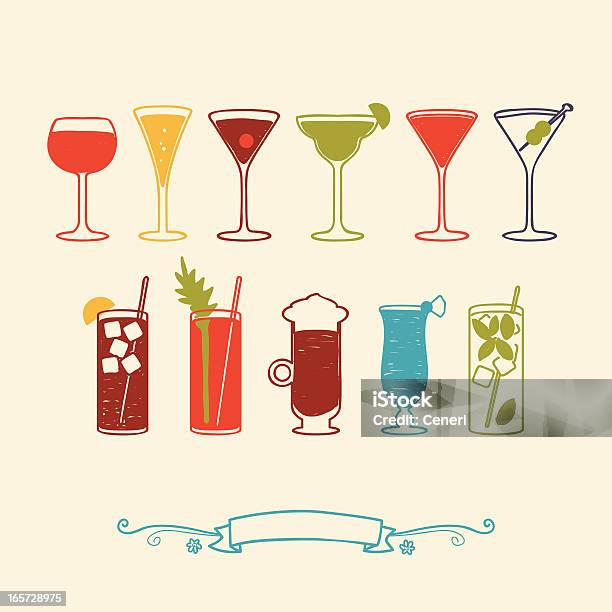 Wine And Cocktails Stock Illustration - Download Image Now - Martini Glass, Cocktail, Bloody Mary