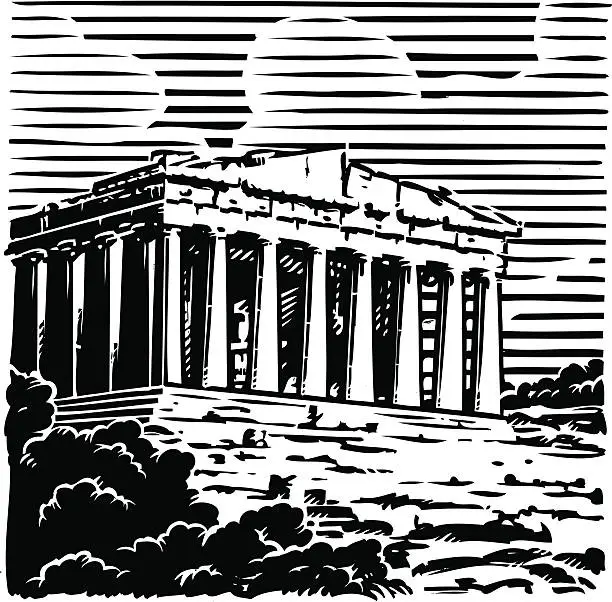 Vector illustration of Greece, Athens, Acropolis,