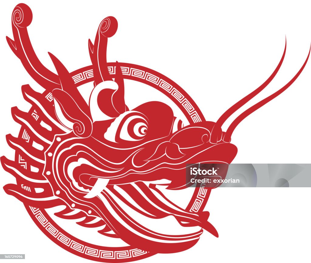 Dragon chinois de papier découpé Symbole de l'Art - clipart vectoriel de Dragon chinois libre de droits