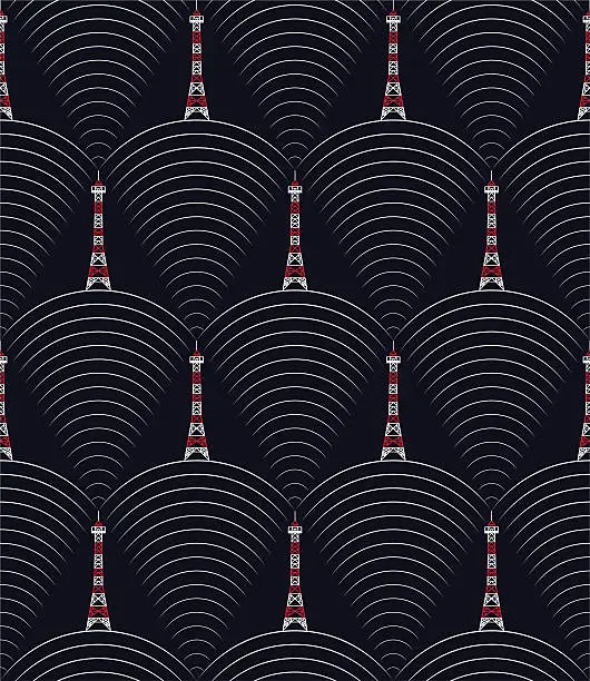 Vector illustration of Wireless tower - seamless texture