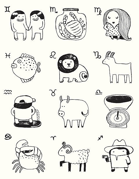 Signs of The Zodiac Vector file of the fun version zodiac signs. capricorn illustrations stock illustrations