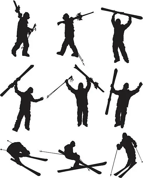 Vector illustration of Extreme sports skiing