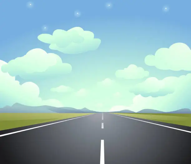 Vector illustration of Animated image of a highway that ends in eternity