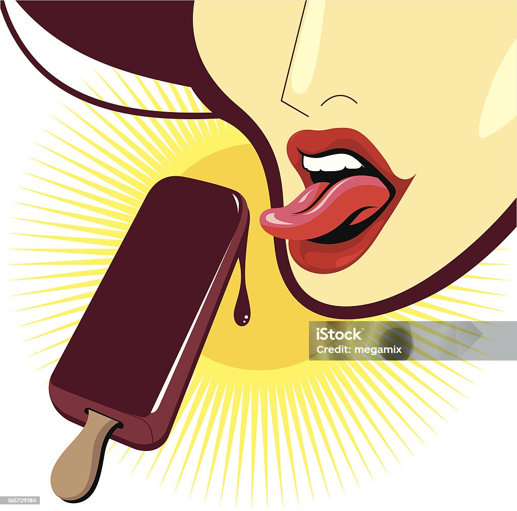 Ice cream. Licking an icecream. Eps and hi-res jpg. Chocolate Ice Cream stock vector