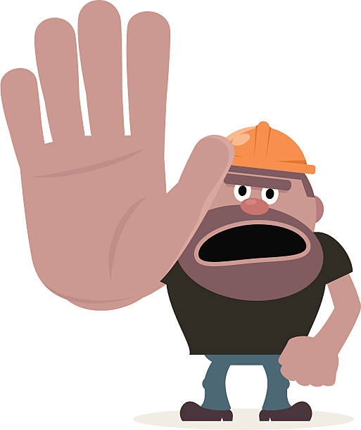 Construction Worker showing stop gesture Vector illustration – Construction Worker showing stop gesture. hardhat roadblock boundary barricade stock illustrations