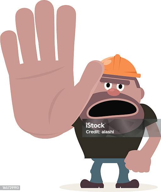 Construction Worker Showing Stop Gesture Stock Illustration - Download Image Now - Construction Industry, Men, Stop - Single Word