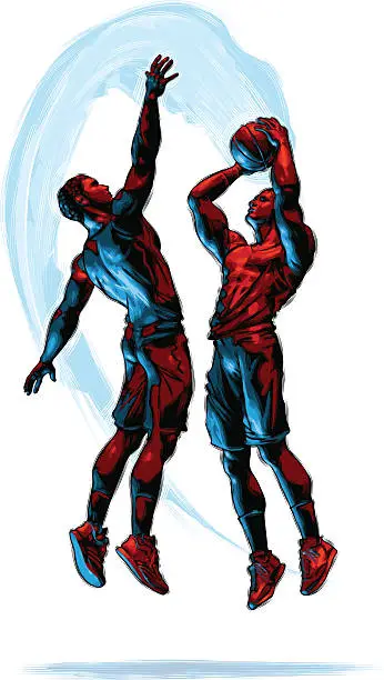Vector illustration of CelScratch Illustration: Basketball Swatting