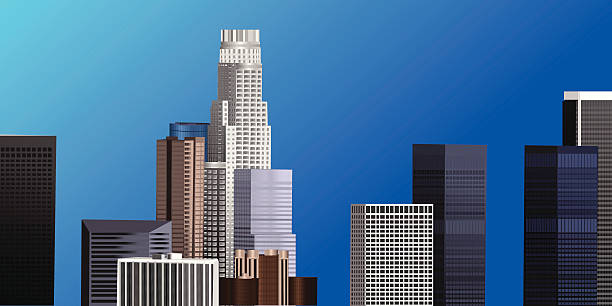 los 로스앤젤레스 - city of los angeles los angeles county downtown district cityscape stock illustrations
