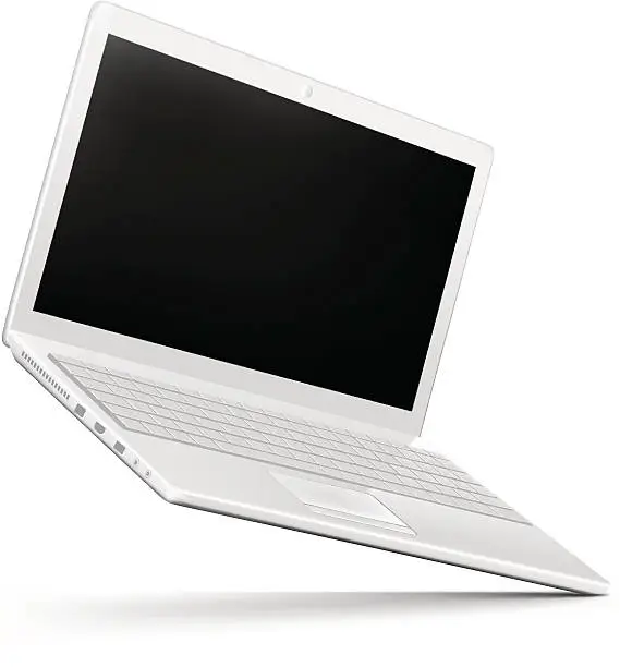 Vector illustration of Sleek Slimline laptop in ice white