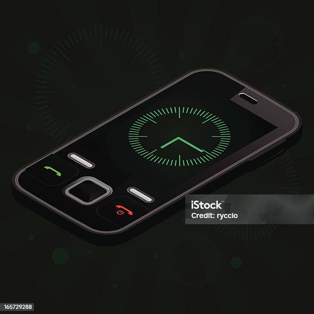 Clock On Mobile Phone Stock Illustration - Download Image Now - Alarm Clock, Black Color, Clock
