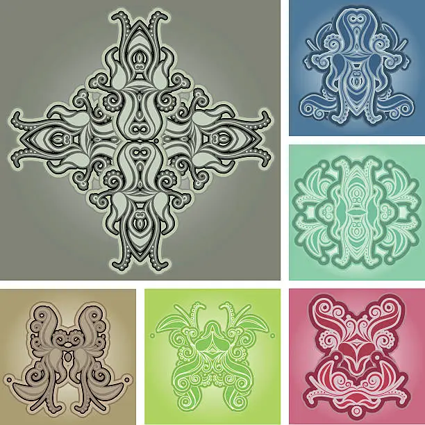 Vector illustration of Set of antique design elements