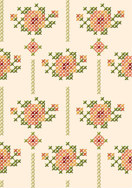 rose wzór. - needlecraft product embroidery cross stitch flower stock illustrations